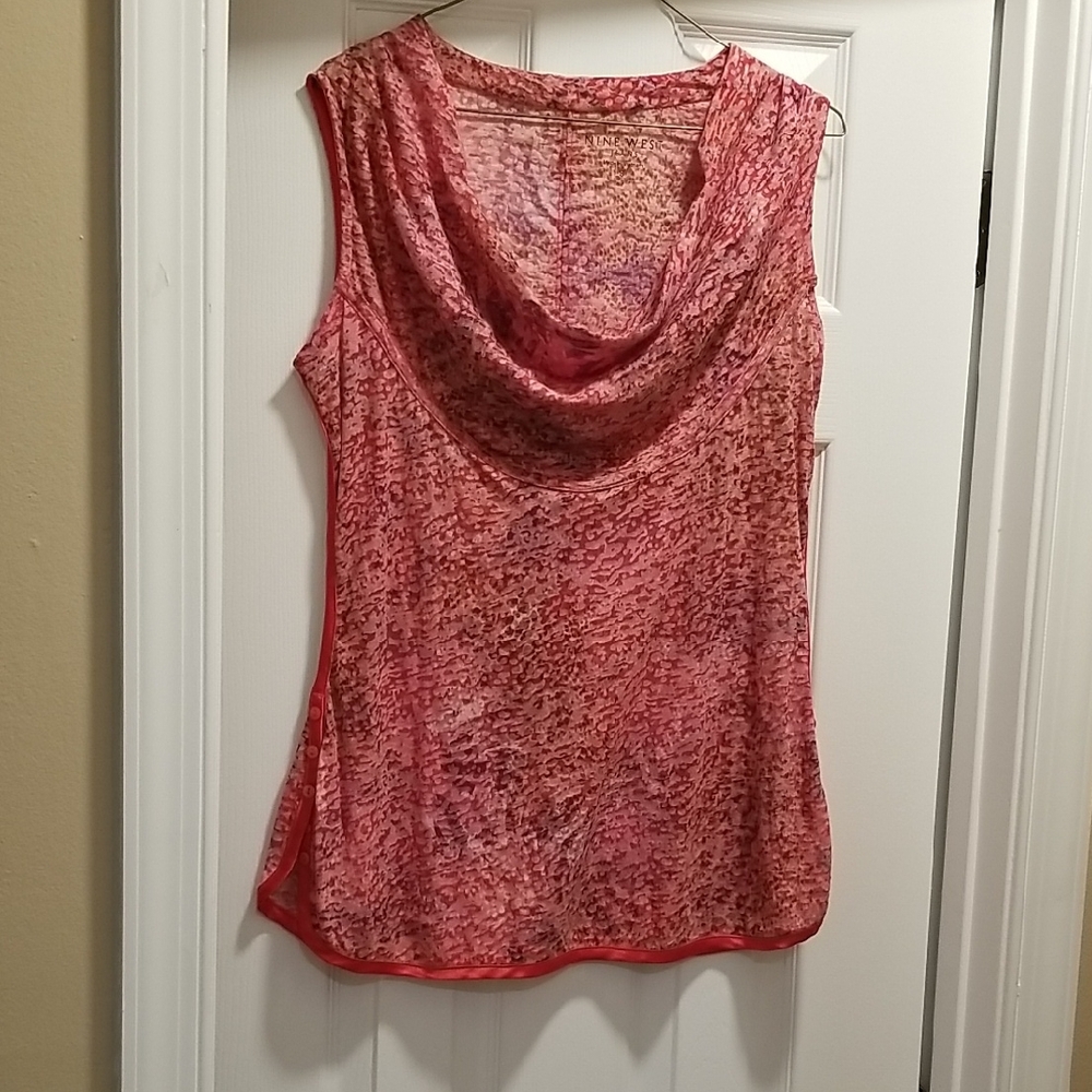 Nine West Sleeveless Cowl Neck Blouse - Red
